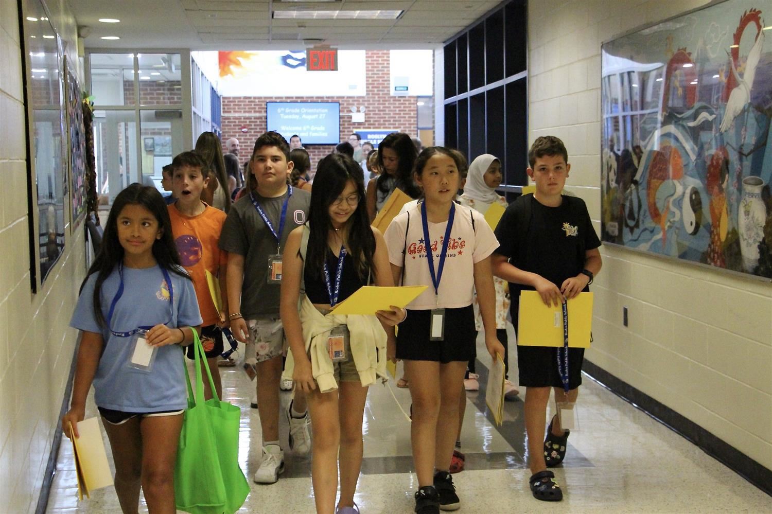  6th graders in hallway